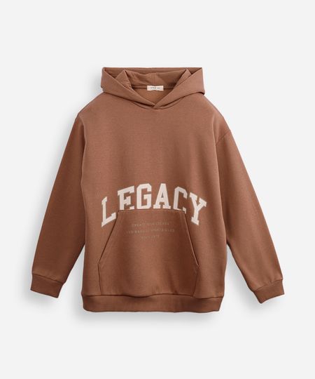 blusão de moletom juvenil com capuz legacy marrom 16