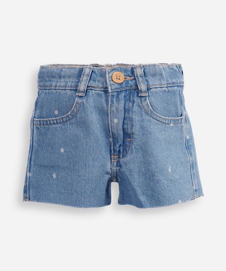 short evasê infantil jeans com poá azul 4 short evasê infantil jeans com poá azul 4