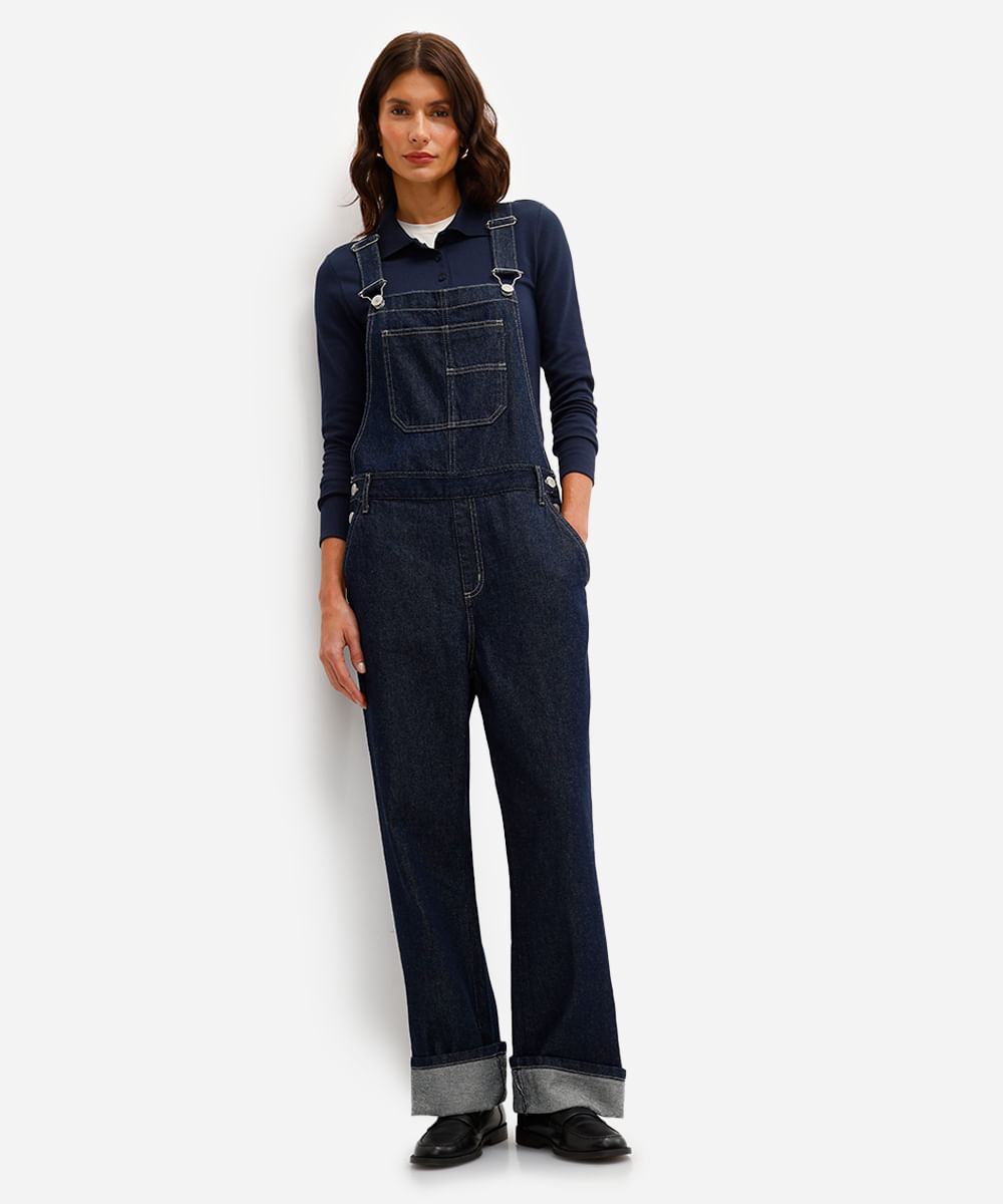 jardineira longa feminina jeans azul