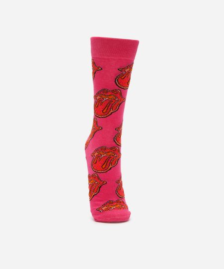 meia masculina cano alto the rolling stones rosa 37-40