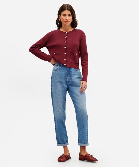 calça mom feminina jeans cintura alta azul 42 calça mom feminina jeans cintura alta azul 42