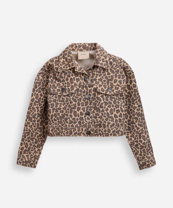 jaqueta cropped juvenil de sarja animal print colorida 4