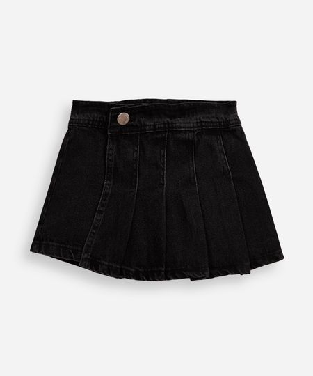 short saia plissada infantil jeans preto 10 short saia plissada infantil jeans preto 10