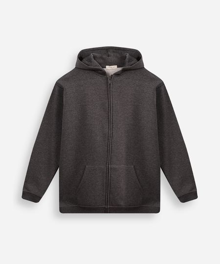 jaqueta oversized juvenil de moletom com capuz e bolso cinza 10