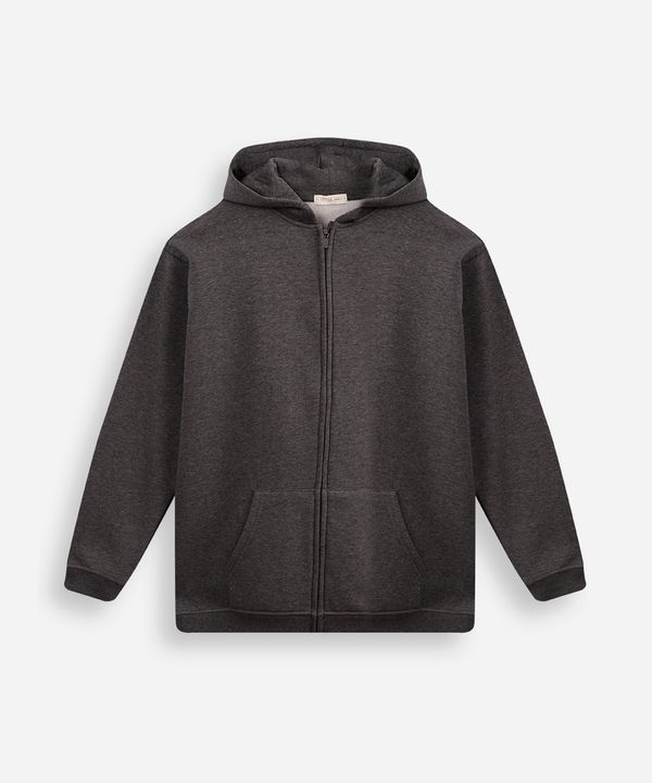 jaqueta oversized juvenil de moletom com capuz e bolso cinza 16