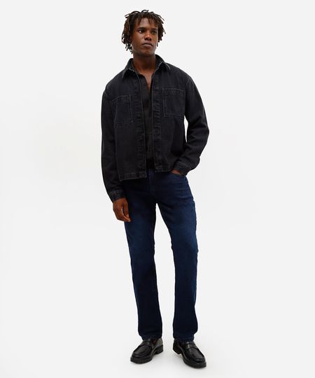 calça reta masculina jeans azul 38