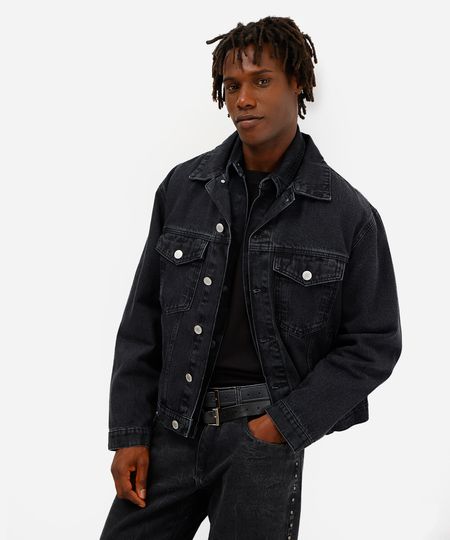 jaqueta masculina jeans preta M