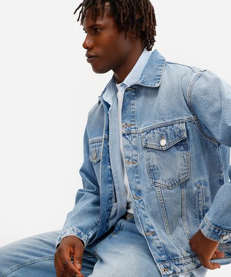 jaqueta masculina jeans azul P