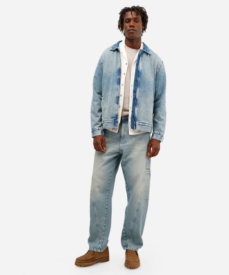 calça skater masculina jeans dirty azul 44