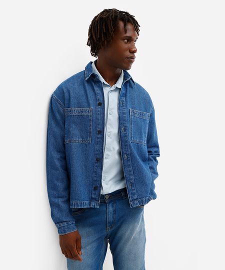 camisa overshirt masculina jeans azul P