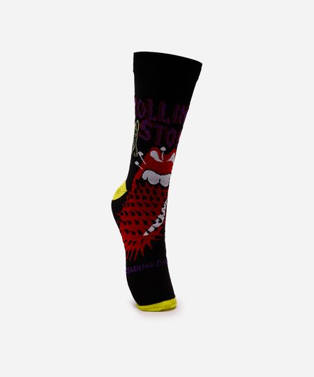 meia masculina cano longo the rolling stones preta 41-43