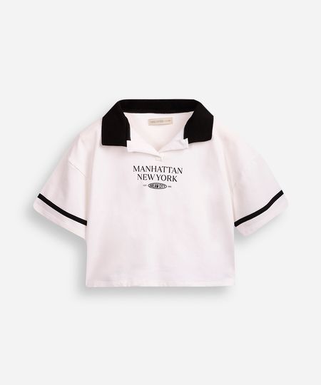 polo cropped juvenil de moletom bicolor branca 14