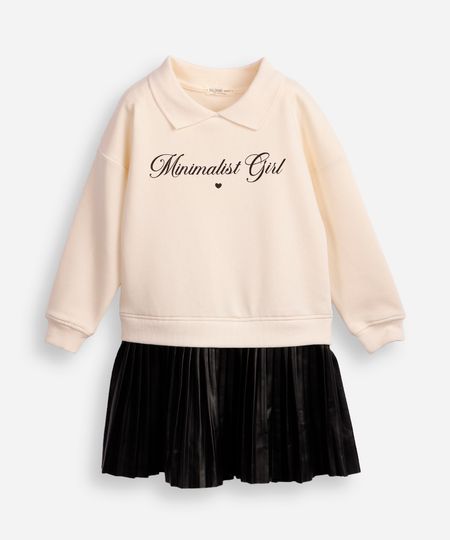 vestido de moletom infantil saia plissada off white 8 vestido de moletom infantil saia plissada off white 8