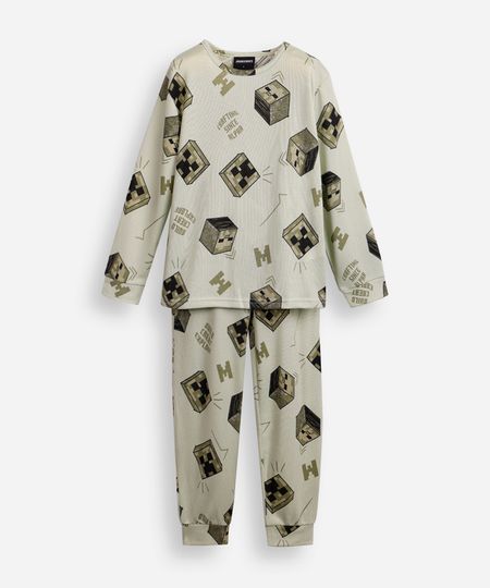 pijama longo infantil  minecraft verde 6