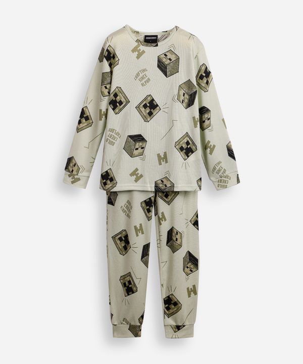 pijama longo infantil minecraft verde 10