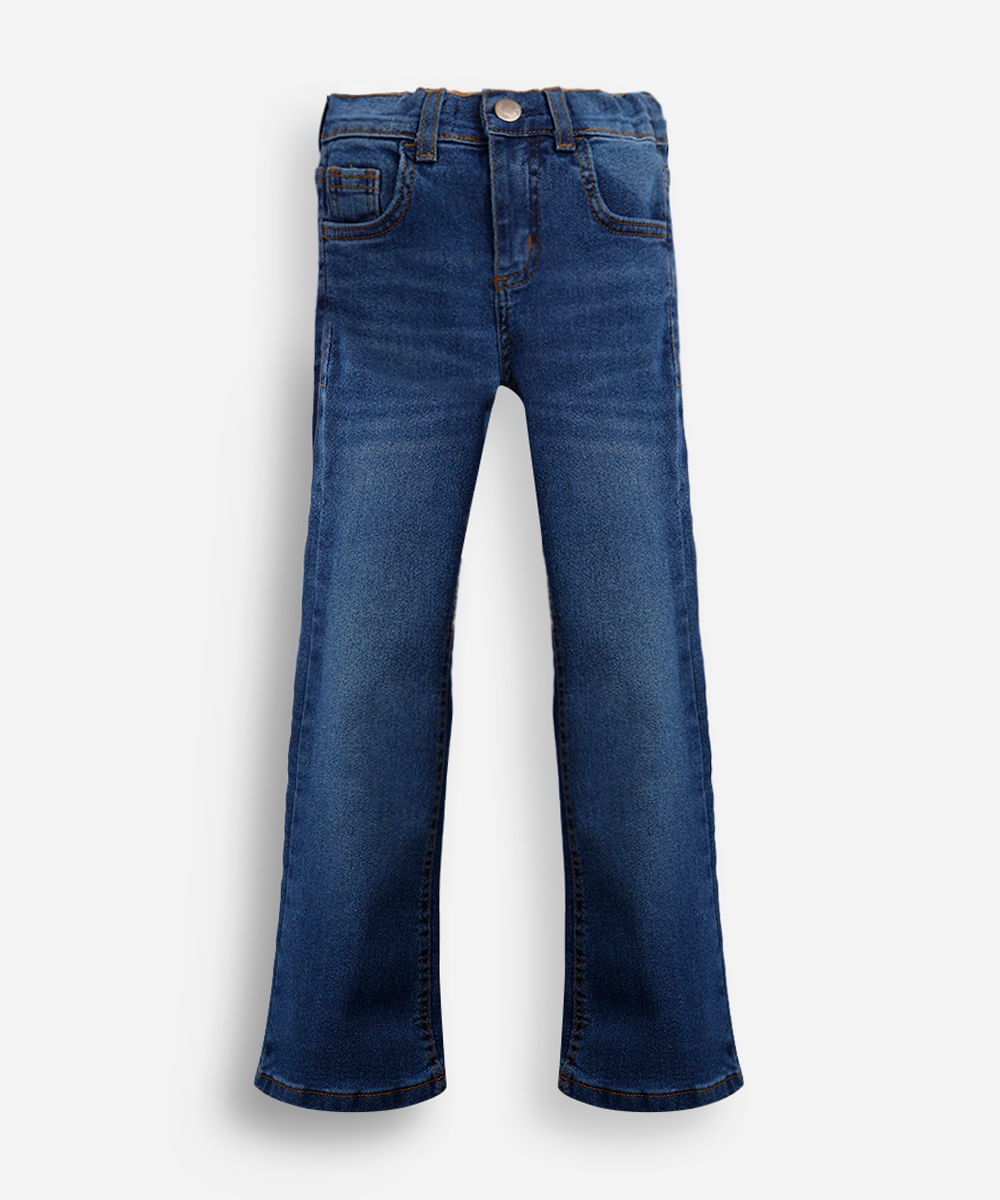 calça flare infantil jeans azul