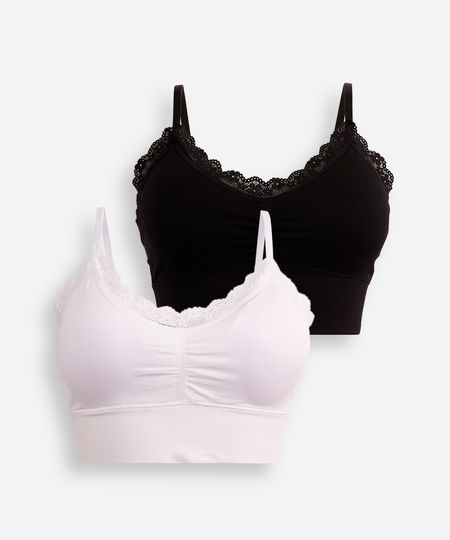 kit de 2 sutiãs triângulo com bojo removível colorido G