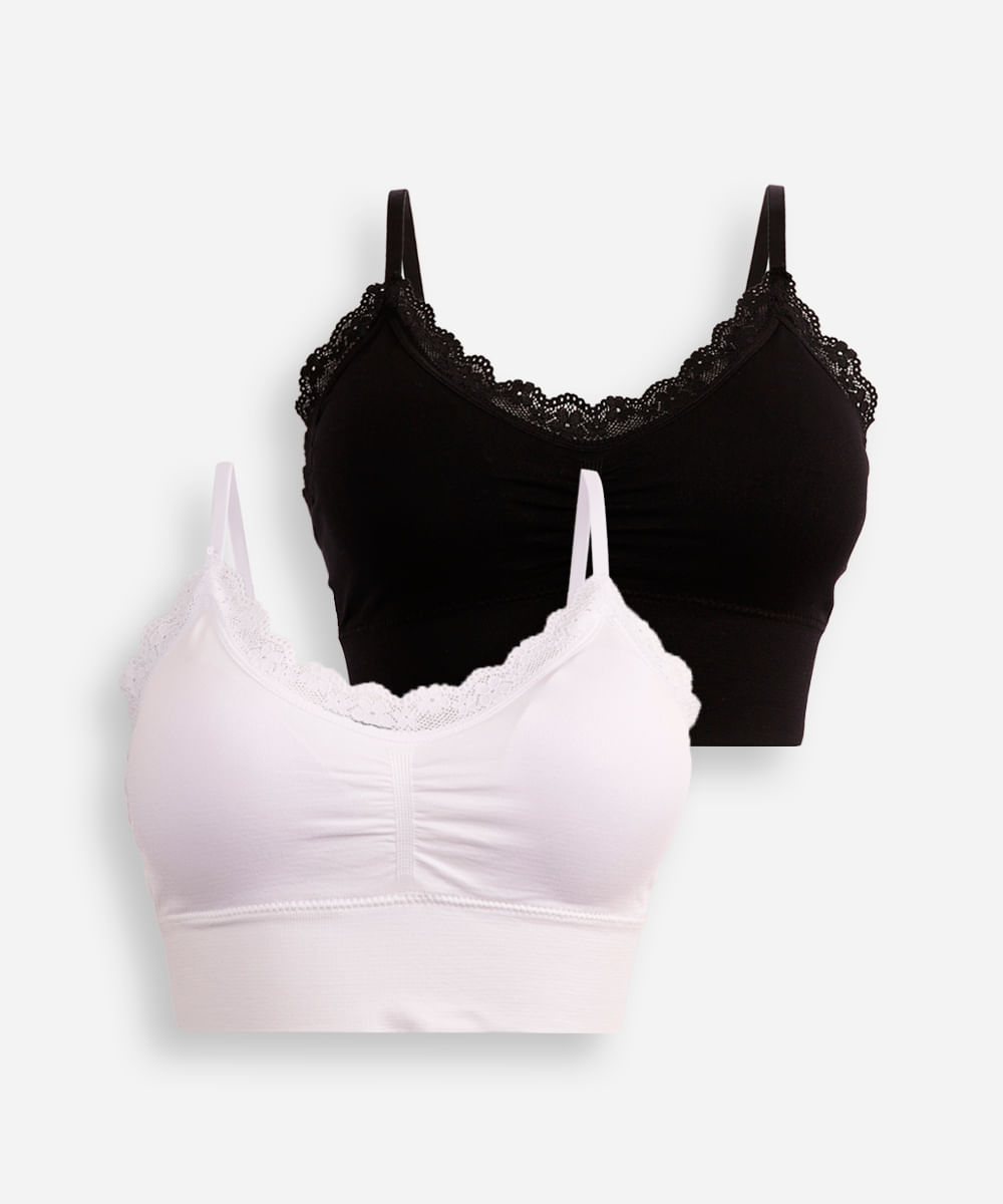 kit de 2 sutiãs triângulo com bojo removível colorido