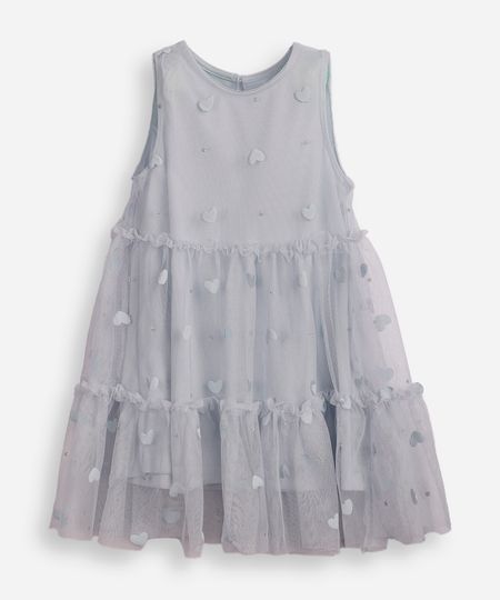 vestido de tule infantil coração com brilho azul 2