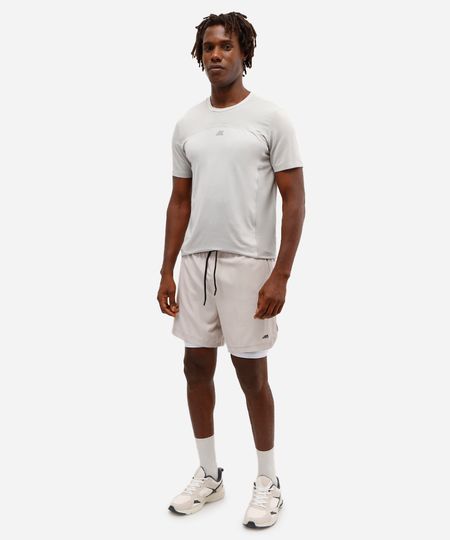short masculino com bermuda interna esportivo ace bege G