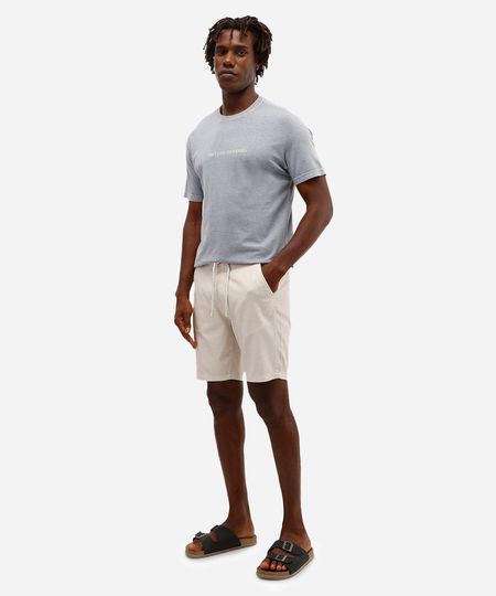 bermuda masculina de sarja cós elástico com bolso bege 50