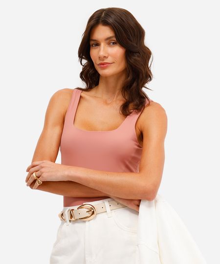 body feminino de poliamida decote quadrado rosa P body feminino de poliamida decote quadrado rosa P