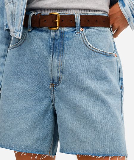 short mom feminino jeans com fendas azul 34 short mom feminino jeans com fendas azul 34