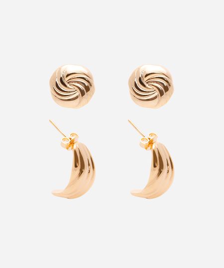 kit de 2 brincos vintage texturizado dourado UNICO kit de 2 brincos vintage texturizado dourado UNICO