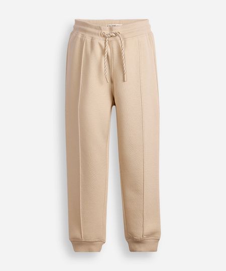 calça jogger infantil de moletom com nervura bege 4
