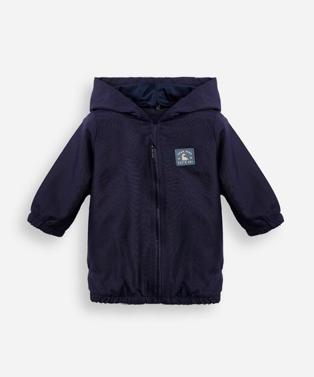jaqueta corta vento infantil com capuz azul 1