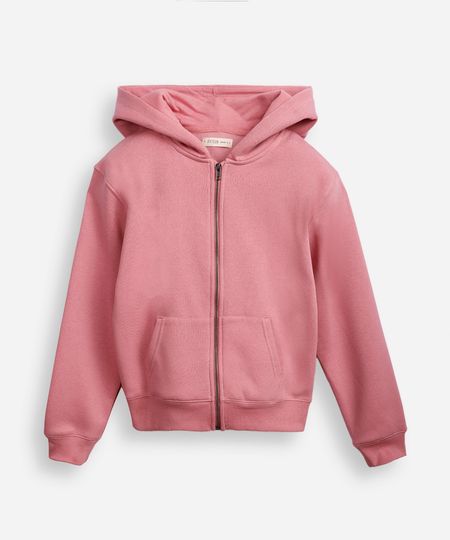 jaqueta juvenil de moletom com capuz e bolso rosa 10