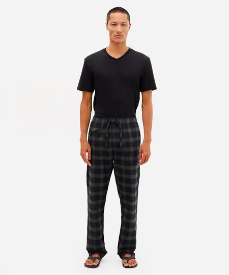 calça de pijama masculina avulsa xadrez verde M