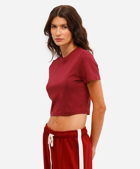 blusa básica feminina baby look vinho P