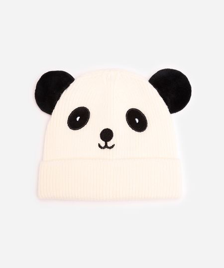 gorro infantil pandinha off white UNICO