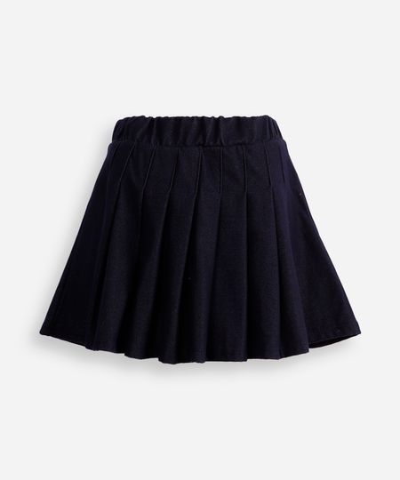 saia curta jeans infantil plissada azul 10