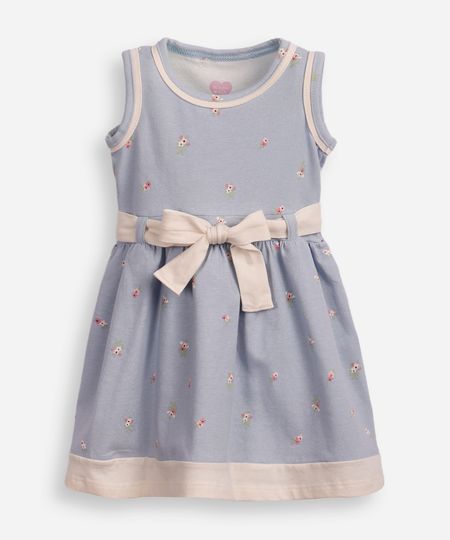vestido infantil de algodão floral azul 2 vestido infantil de algodão floral azul 2