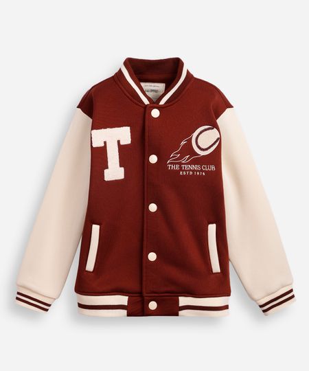 jaqueta bomber infantil de moletom the tennis club marrom 4 jaqueta bomber infantil de moletom the tennis club marrom 4