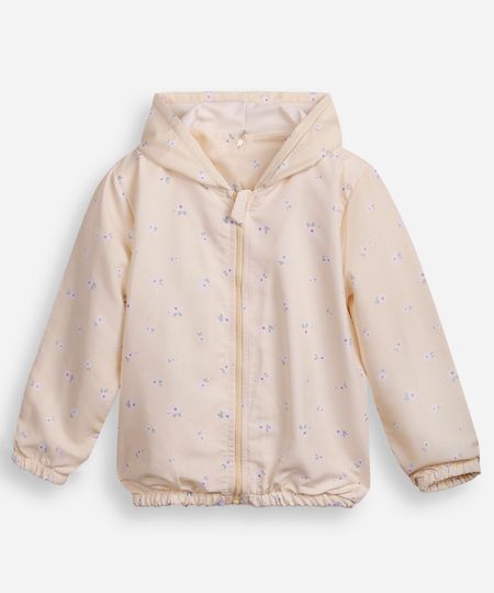 jaqueta corta vento infantil com capuz floral amarela 4