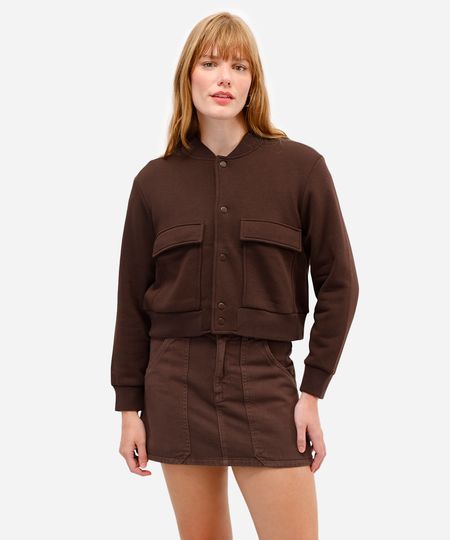 jaqueta bomber feminina de moletom marrom M