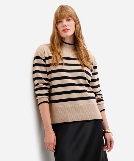 suéter feminino de tricot manga longa listrado PP suéter feminino de tricot manga longa listrado PP