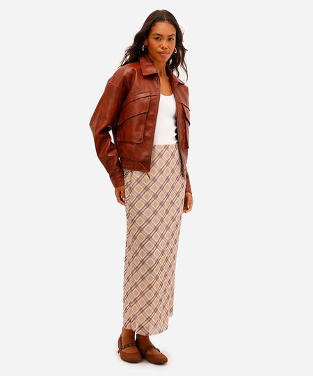 saia midi feminina de tule xadrez bege PP saia midi feminina de tule xadrez bege PP