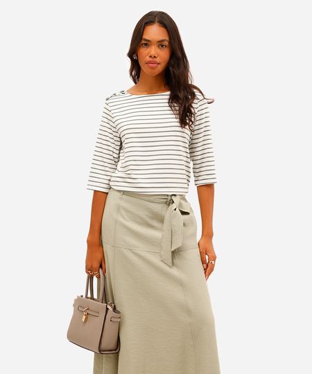 blusa feminina com viscose listrada verde PP blusa feminina com viscose listrada verde PP