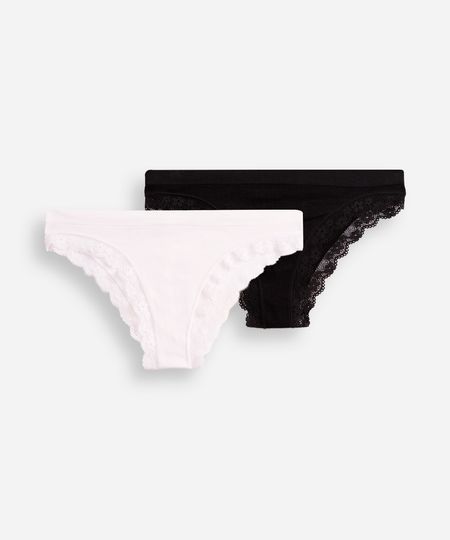 kit de 2 calcinhas biquíni com renda floral colorido M kit de 2 calcinhas biquíni com renda floral colorido M
