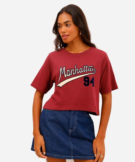 cropped feminino de algodão manhattan vinho P cropped feminino de algodão manhattan vinho P