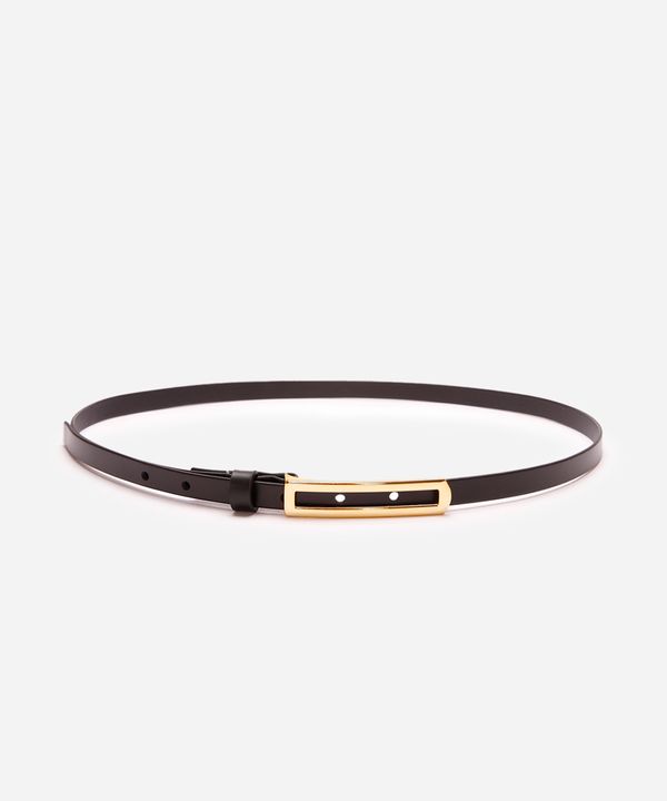 cinto skinny fivela retangular vazada preto 105CM