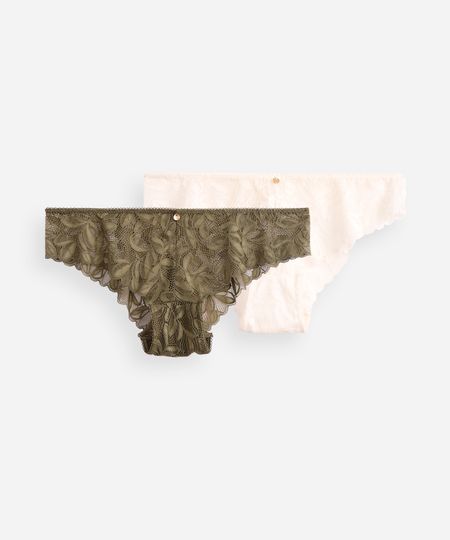 kit de 2 calcinhas caleçon renda floral colorido M kit de 2 calcinhas caleçon renda floral colorido M