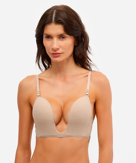 sutiã meia taça decote profundo trifil bege 42 sutiã meia taça decote profundo trifil bege 42