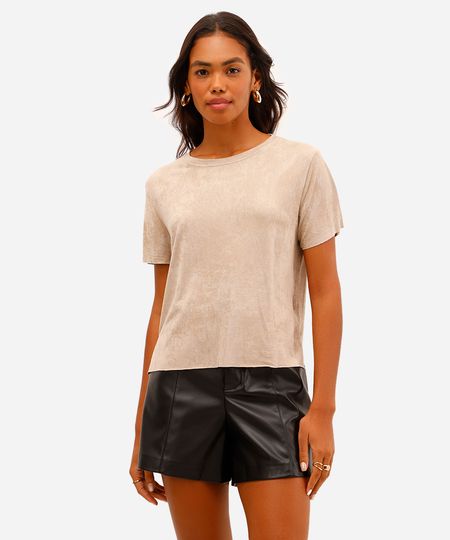 blusa feminina de suede crème de la crème bege PP