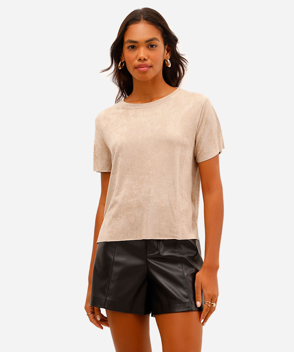 blusa feminina de suede crème de la crème bege