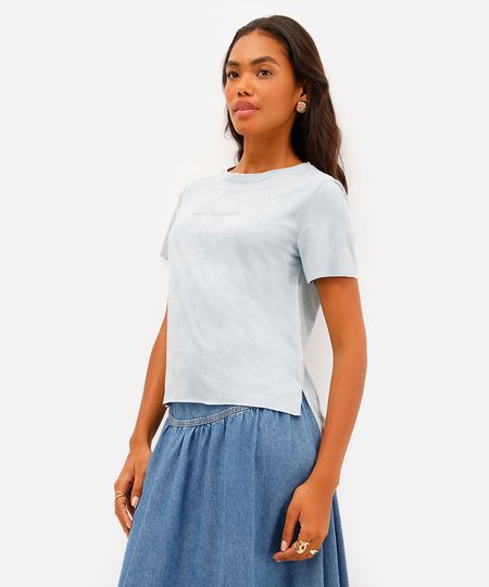 blusa feminina de suede merci mon amour azul PP blusa feminina de suede merci mon amour azul PP